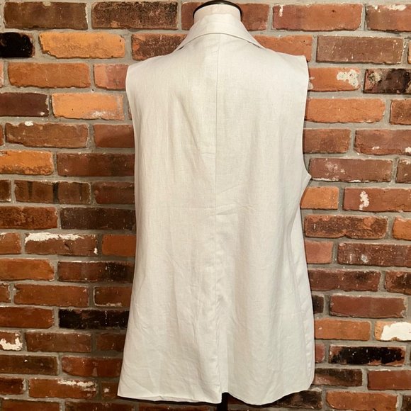 Happily Grey Ecru Sleeveless Open Front Linen Vest Size Large - Picture 6 of 8